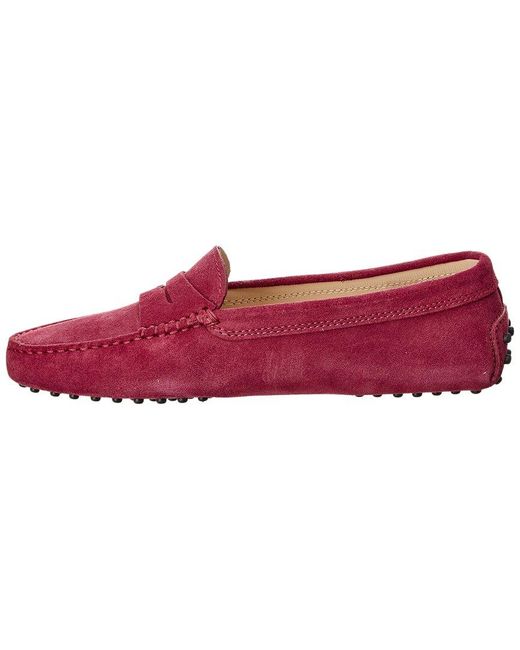 Tod's Red Tods Gommino Suede Loafer