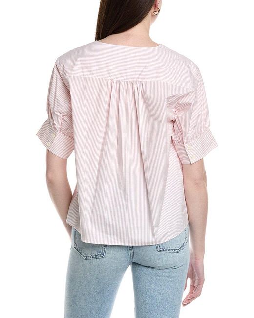 FRAME Pink The V-Neck Popover Top