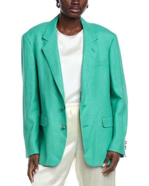 Etro Green Wool, Silk & Linen-Blend Blazer
