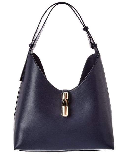 Furla Blue Goccia Leather Hobo Bag