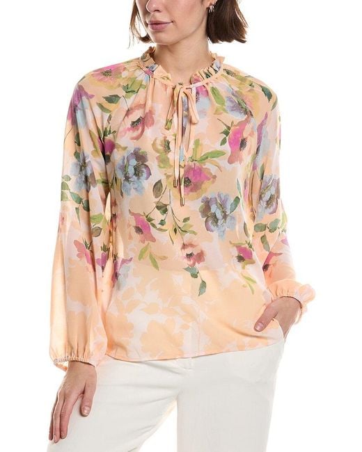 Tahari Pink Neck-Tie Top