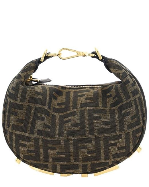 Fendi Black Ff Jacquard Hobo Bag