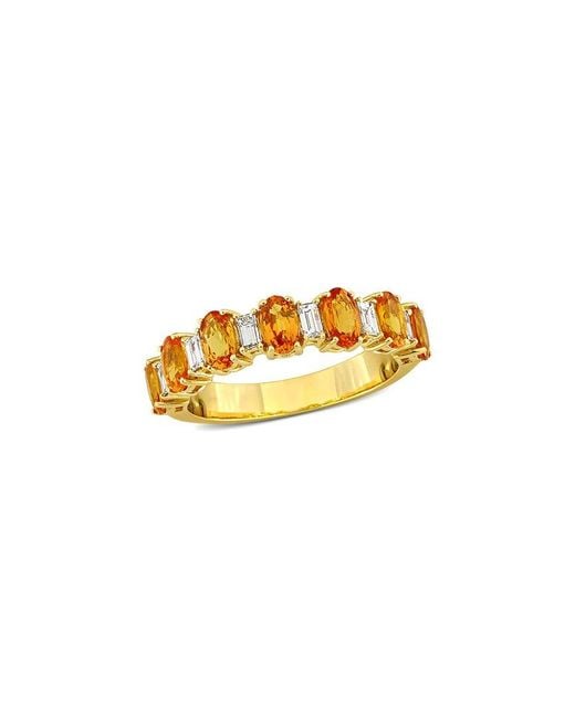 Rina Limor Metallic 14k 2.43 Ct. Tw. Diamond & Yellow Sapphire Semi-eternity Ring