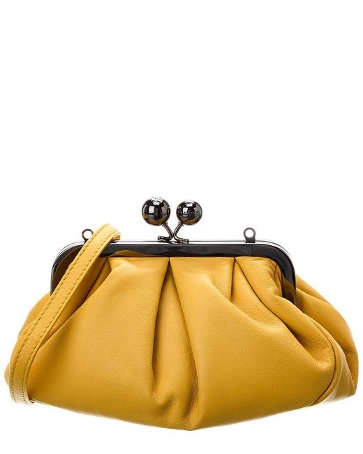 Max Mara Yellow Weekend Prati Leather Clutch