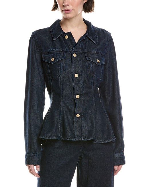 7 For All Mankind Blue Flounce Trucker Jacket