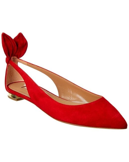 Aquazzura Red Deneuve Suede Flat