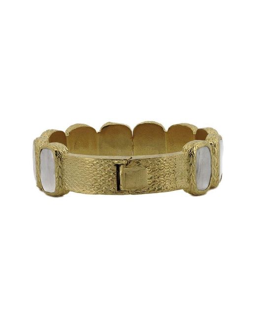 Ebru Jewelry Natural Pearl Collection Plated 0.8In Pearl Bangle Bracelet
