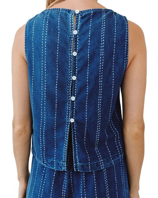 Bella Dahl Blue Sleeveless Button Back Top