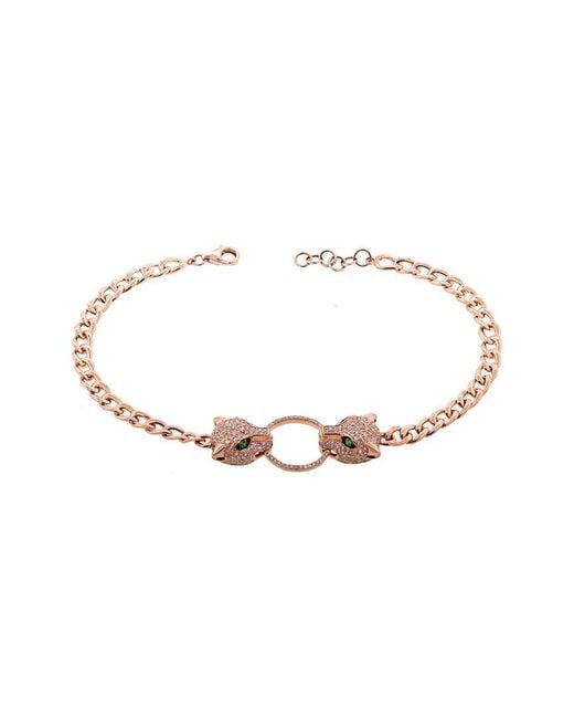 Sabrina Designs White 14K Rose 0.94 Ct. Tw. Diamond & Garnet Panther Bracelet