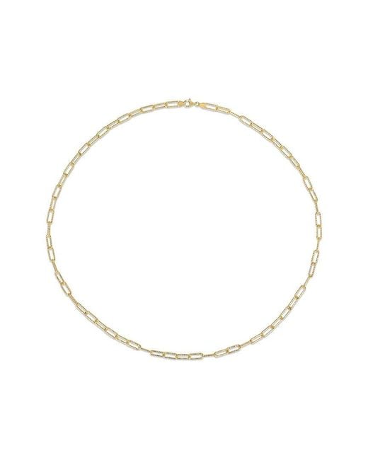 Italian Silver Metallic 18k Over Paperclip Chain Necklace