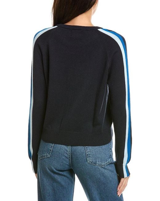 Brodie Cashmere Black Varsity Crewneck Cashmere-Blend Sweater