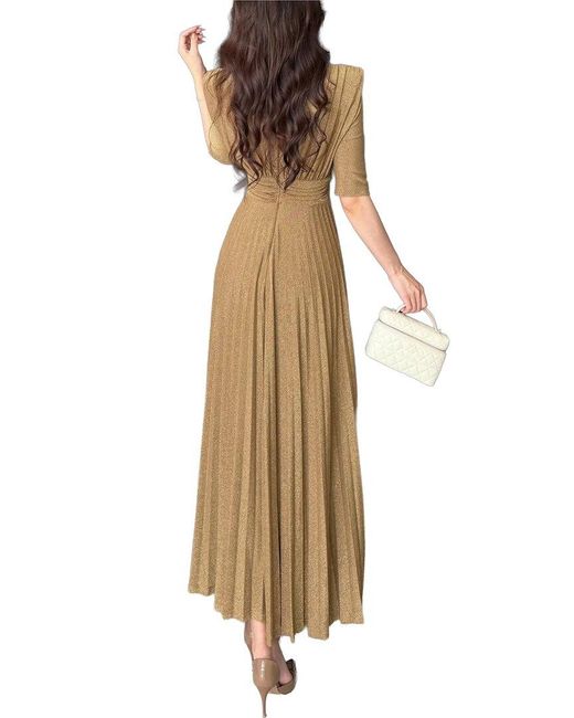BURRYCO Natural Short Sleeve Maxi Dress