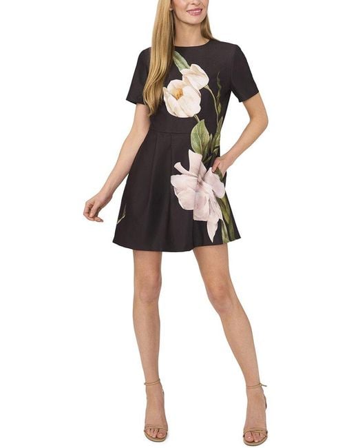 Ted Baker Black Front Pleats Mini Dress