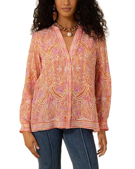 Hale Bob Orange Silk Yaretzi Blouse