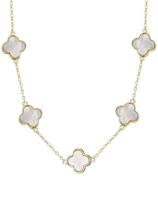 Adornia Natural 14K Plated Mother-Of-Pearl Clover Station Necklace