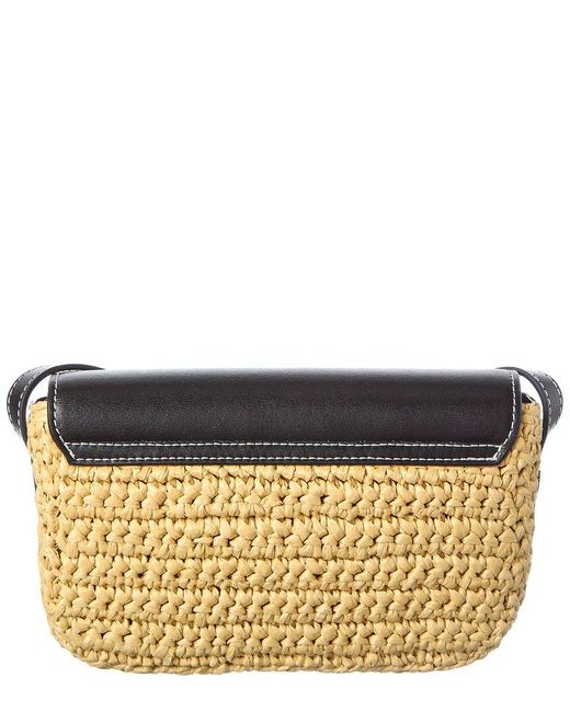 Palm Angels Gray Palm Bridge Raffia & Leather Crossbody