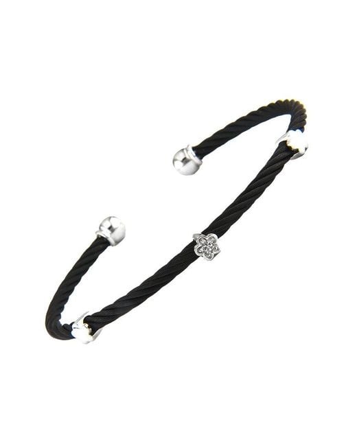 Diamond Select Cuts Multicolor Clover 14K & Stainless Steel 0.02 Ct. Tw. Diamond Bangle Bracelet