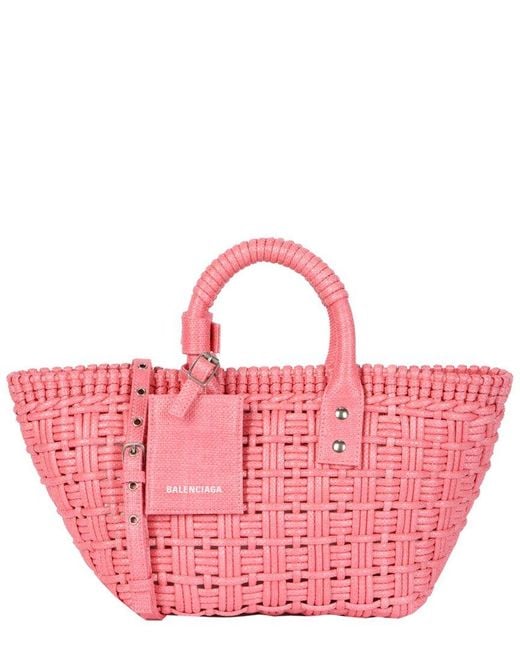 Balenciaga Pink Bistro Xs Basket Top Handle Bag