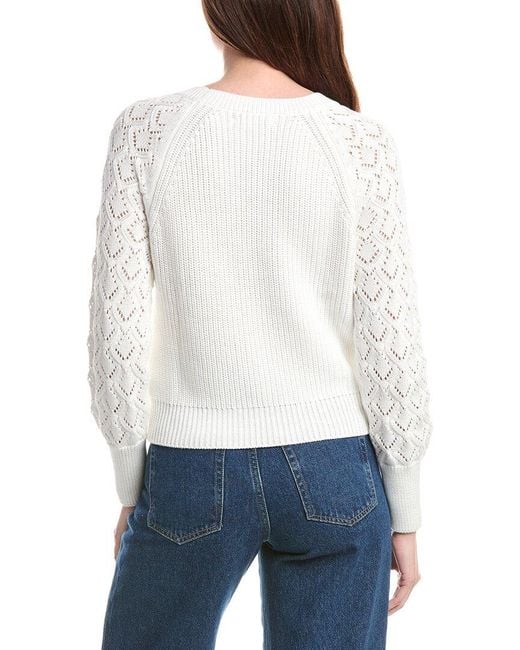 Isla White Daniela Pointelle Sleeve Top