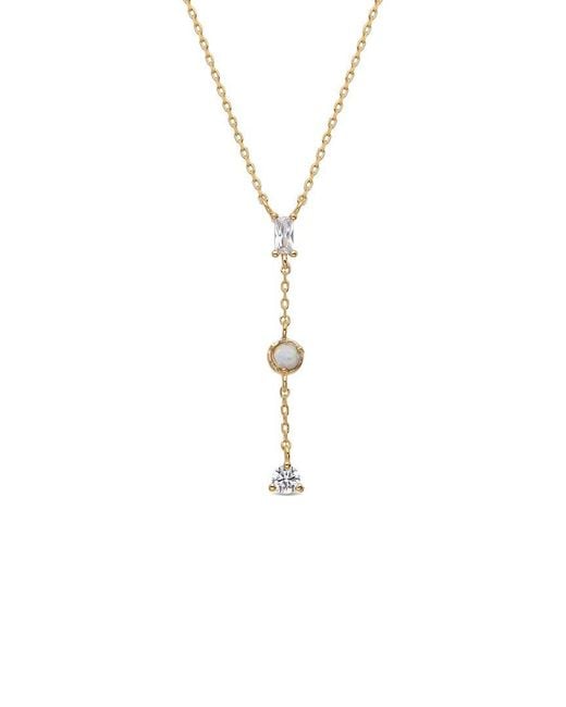 Eye Candy LA White Opal Aya Dainty Drop Pendant Necklace