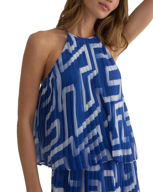 Bella Dahl Blue Pleated Halter Top