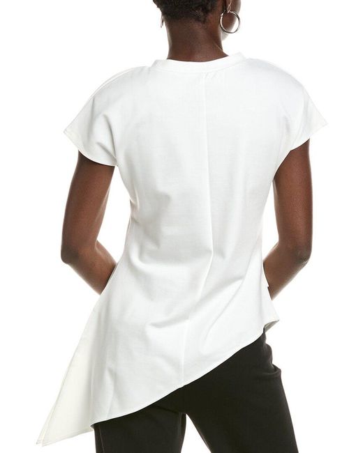 Gracia White Asymmetrical Top