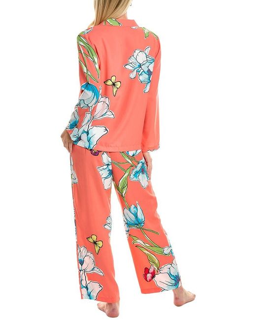 Natori Red 2pc Wild Poppy Pajama Set