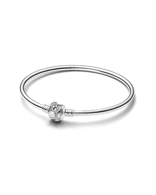 Pandora Metallic Moments Silver Cz Shooting Star Bangle Bracelet