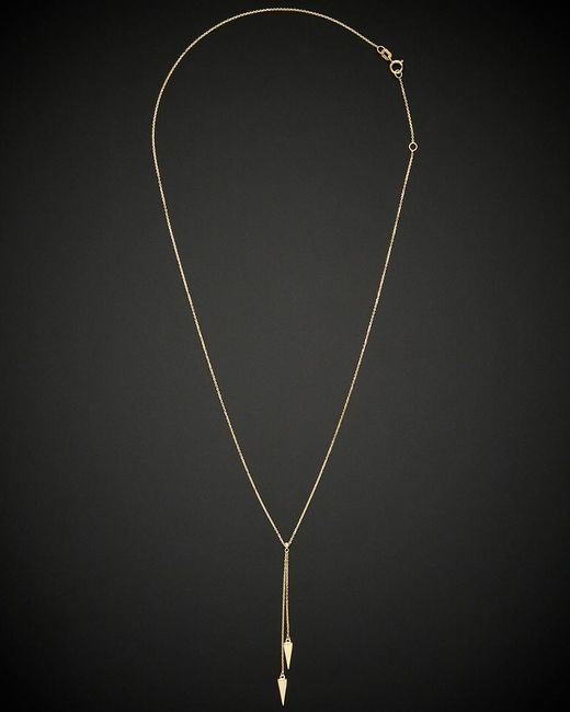 Italian Gold Black 14k Double Triangle Lariat Necklace