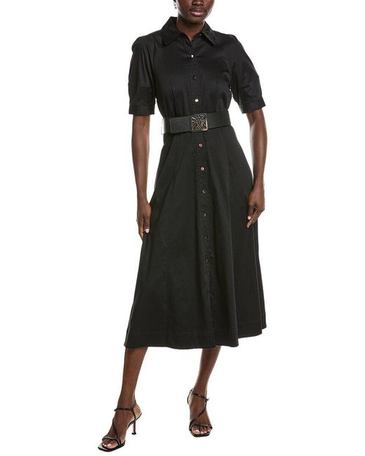Anne Klein Black Sateen Shirtdress