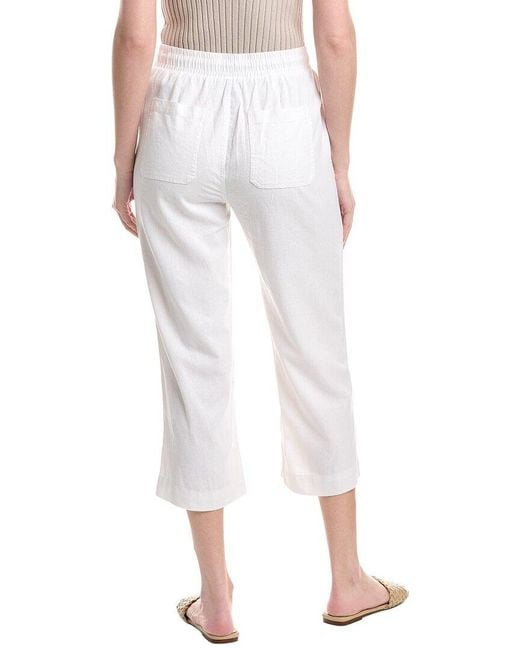 Ellen Tracy White Linen-Blend Pant
