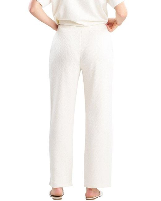 Natori White Quilted Geo Knit Jacquard Straight Leg Pant