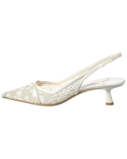Jimmy Choo White Amita 45 Fabric & Leather Pump