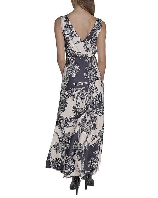 Halston Heritage Multicolor Sleeveless V-Neck Midi Dress