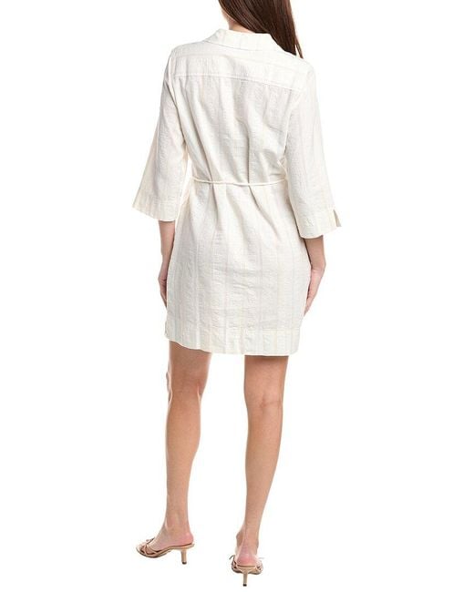 Tommy Bahama White Palm View 3/4 Sleeve Linen-Blend Shift Dress