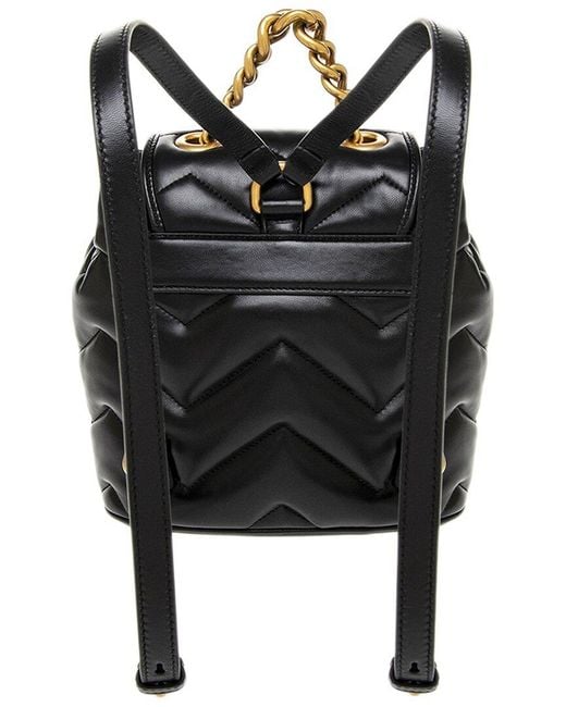 Gucci Black ! Gg Marmont Leather Backpack