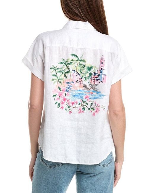 Tommy Bahama White Paradiseshore Coastalina Linen Camp Shirt