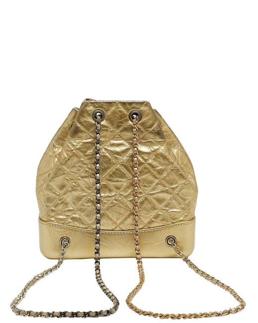 Chanel Metallic Quilted Leather Small Gabrielle Backpack (Authentic Pre-Owned)