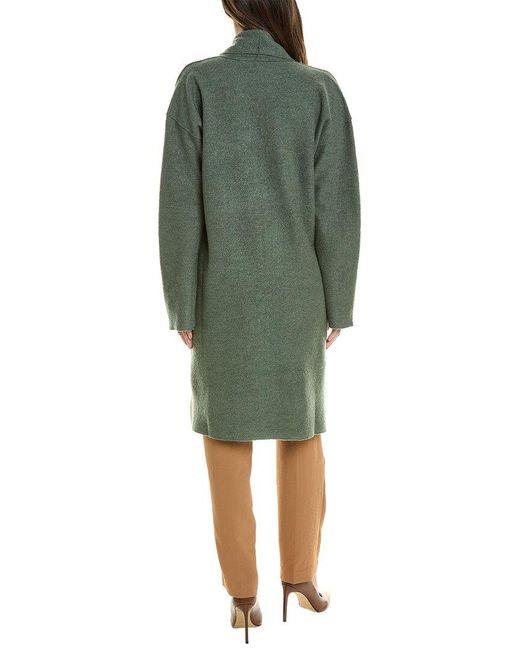 Eileen Fisher Green High Collar Wool Coat