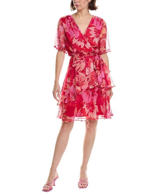 Tahari Tiered Chiffon Mini Dress