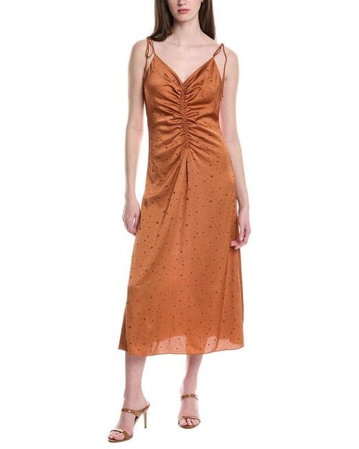 Sandro Brown Woven Midi Dress