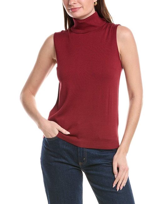 Lafayette 148 New York Red Turtleneck Shell