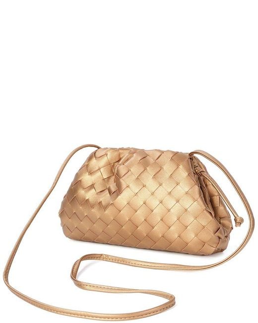 Tiffany & Fred Paris Brown Woven Metallic Leather Pouch