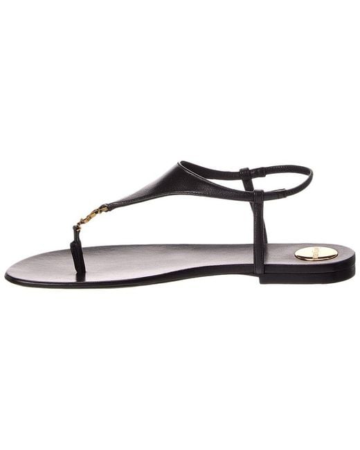 Saint Laurent White Cassandre Leather Sandal