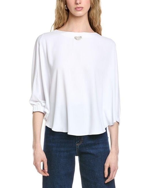 Joseph Ribkoff White Elbow Sleeve Top