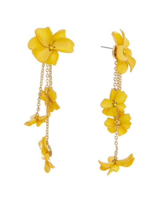 Oscar de la Renta Yellow Floral Chandelier Earrings