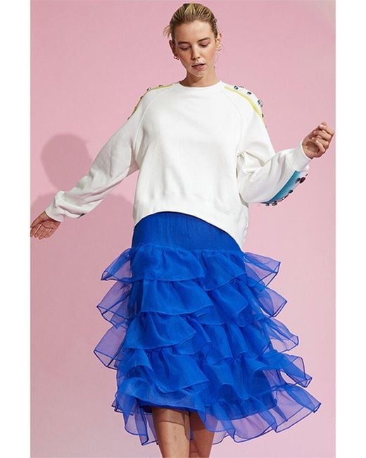Cynthia Rowley Blue Organza Ruffle Mini Skirt
