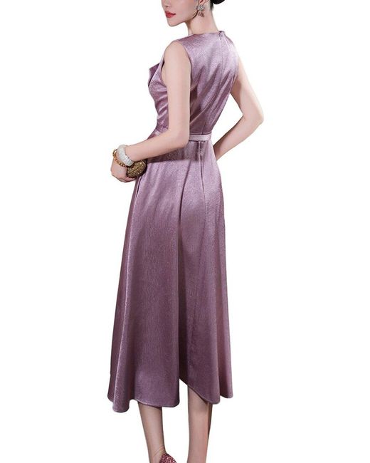 BURRYCO Purple Solid Midi Dress