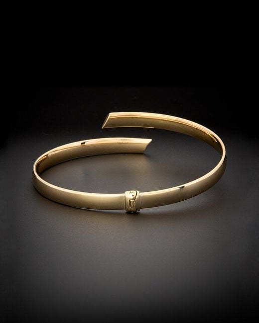 Italian Gold Black 14k Polished Bypass Bangle