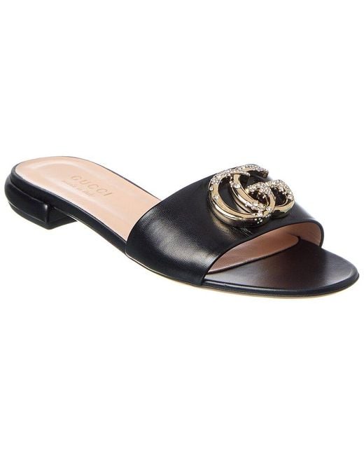 Gucci Brown Double G Leather Sandal